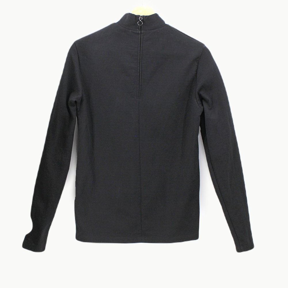GOLDEN GOOSE Black Mock Neck Sweatshirt Back Zip Watch Cutout Top SZ XS Italy - Picture 4 of 16